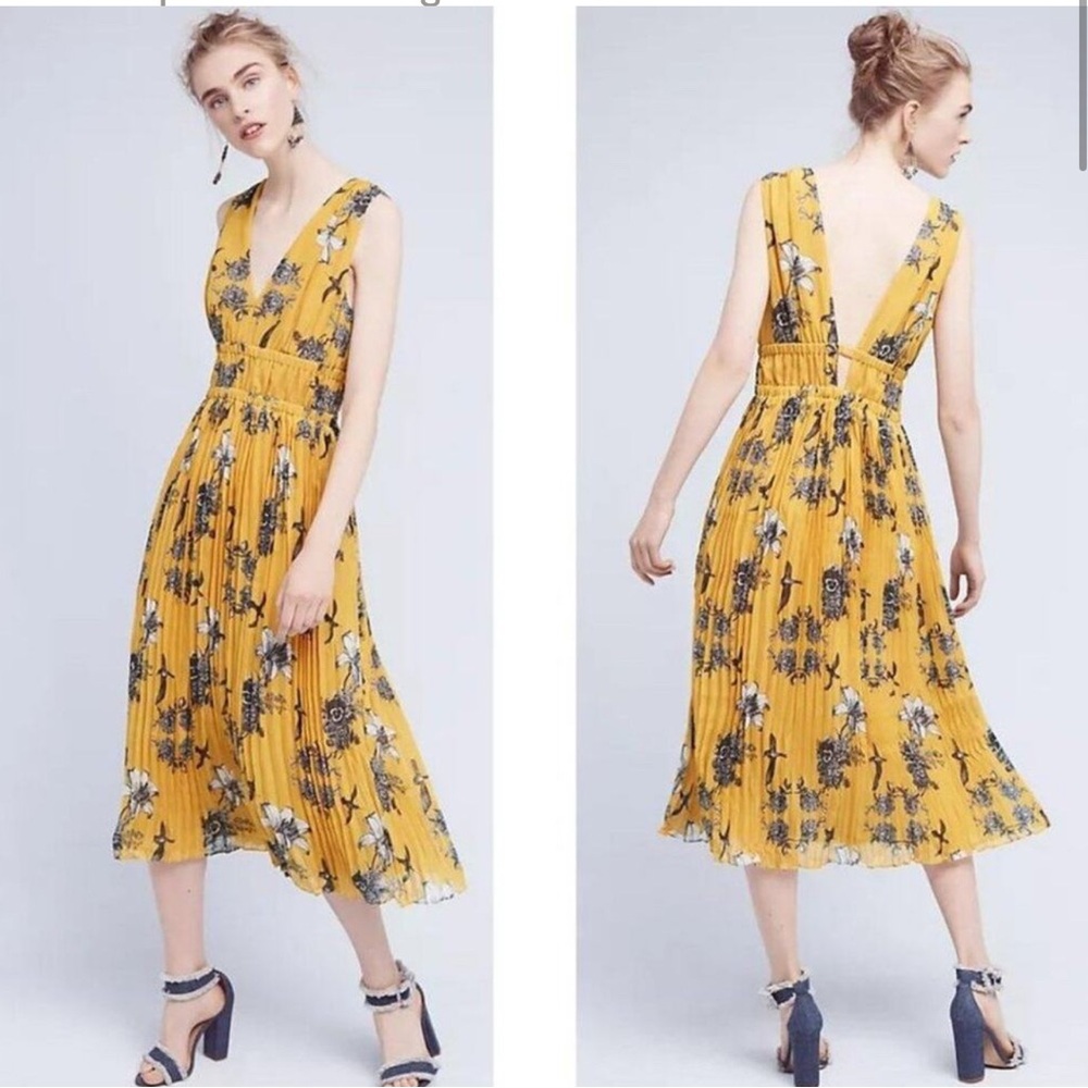 Carolina K Floral Yellow Dress silk size M